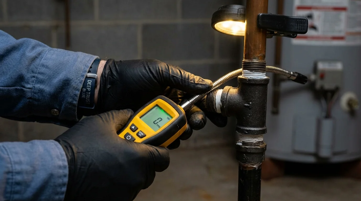 Gas leak detection with electronic sniffer by Johns Plumbing LLC in Barrington