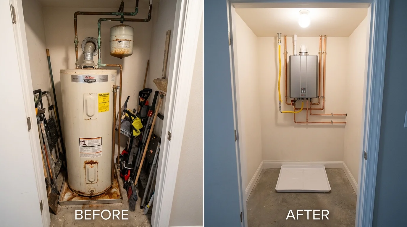 Tank water heater versus wall-mounted tankless unit comparison for Barrington, NJ homeowners